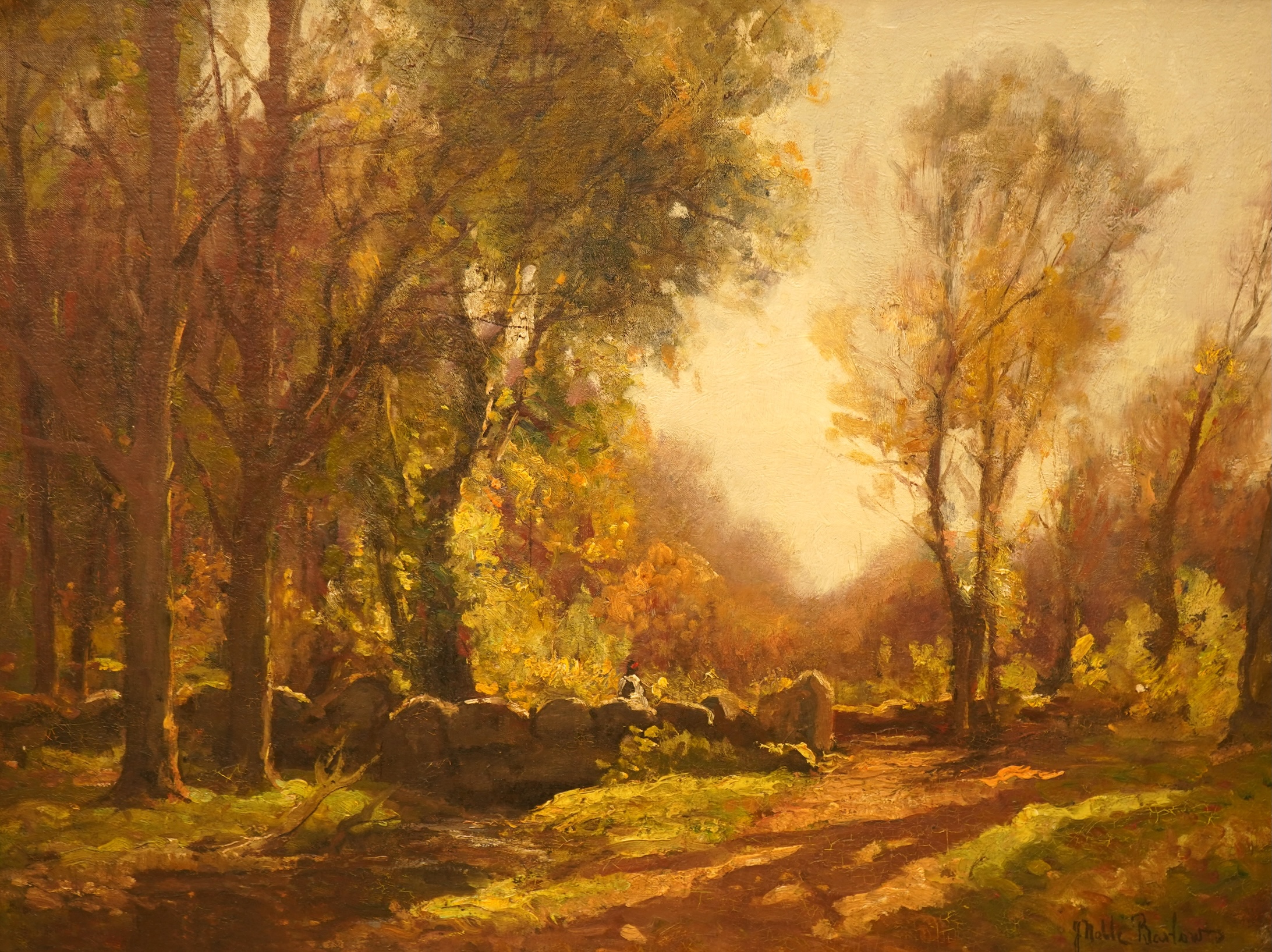 John Noble Barlow (1861-1917), ‘Autumn Lamorna’, signed, oil on canvas, 61 x 81cm, ornate gilt frame
